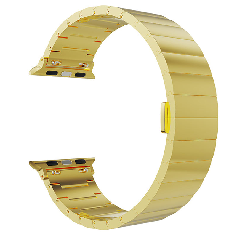 Smart Watch Band Metal Watch Strap Replacement for Apple Watch Ultra 49mm / Series 8 45mm / 7 45mm / Watch Series 6 / 5 / 4 / SE 44mm / SE (2022) 44mm / Watch Series 1 / 2 / 3 42mm - Gold