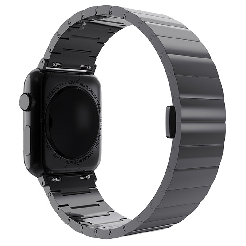 Smart Watch Band Metal Watch Strap Replacement for Apple Watch Ultra 49mm / Series 8 45mm / 7 45mm / Watch Series 6 / 5 / 4 / SE 44mm / SE (2022) 44mm / Watch Series 1 / 2 / 3 42mm - Black