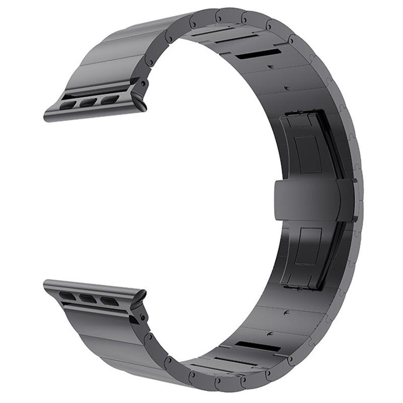 Smart Watch Band Metal Watch Strap Replacement for Apple Watch Ultra 49mm / Series 8 45mm / 7 45mm / Watch Series 6 / 5 / 4 / SE 44mm / SE (2022) 44mm / Watch Series 1 / 2 / 3 42mm - Black