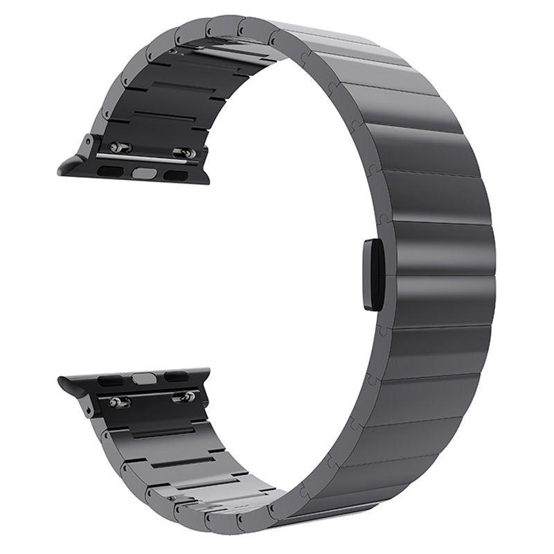 Smart Watch Band Metal Watch Strap Replacement for Apple Watch Ultra 49mm / Series 8 45mm / 7 45mm / Watch Series 6 / 5 / 4 / SE 44mm / SE (2022) 44mm / Watch Series 1 / 2 / 3 42mm - Black