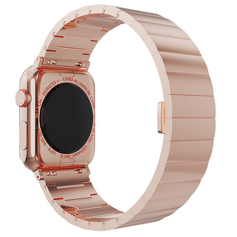 Smart Watch Band Metal Watch Strap Replacement for Apple Watch Ultra 49mm / Series 8 45mm / 7 45mm / Watch Series 6 / 5 / 4 / SE 44mm / SE (2022) 44mm / Watch Series 1 / 2 / 3 42mm - Rose Gold