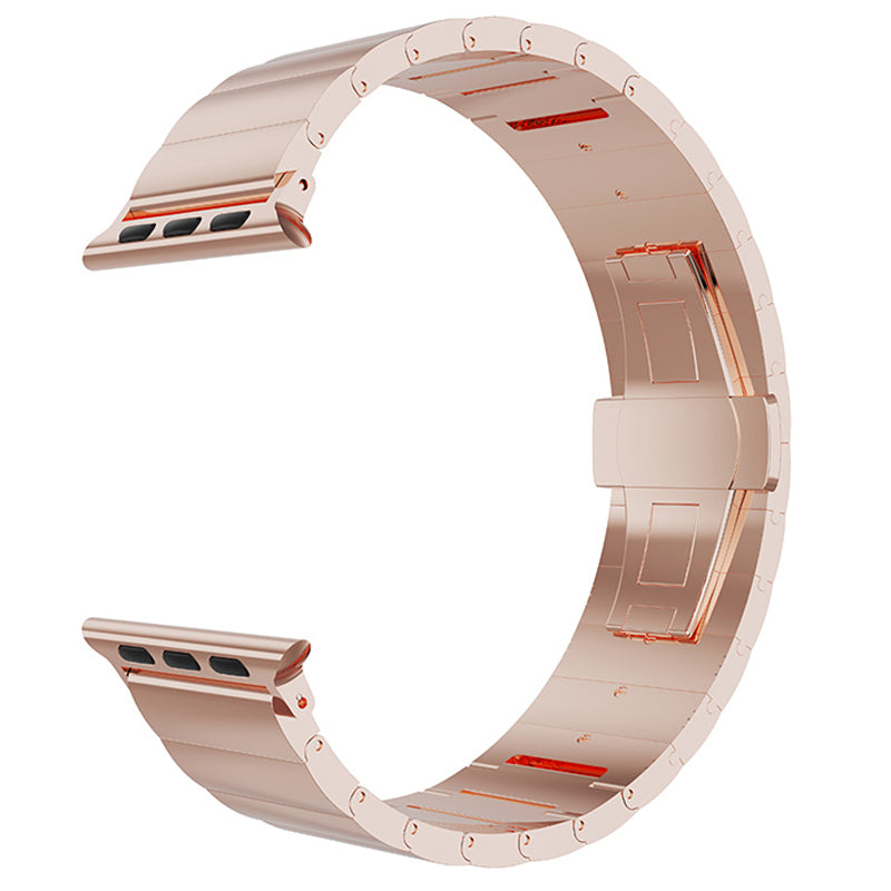 Smart Watch Band Metal Watch Strap Replacement for Apple Watch Ultra 49mm / Series 8 45mm / 7 45mm / Watch Series 6 / 5 / 4 / SE 44mm / SE (2022) 44mm / Watch Series 1 / 2 / 3 42mm - Rose Gold