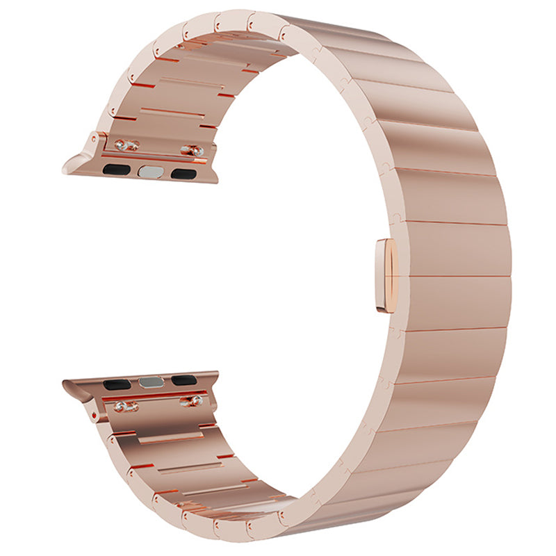 Smart Watch Band Metal Watch Strap Replacement for Apple Watch Ultra 49mm / Series 8 45mm / 7 45mm / Watch Series 6 / 5 / 4 / SE 44mm / SE (2022) 44mm / Watch Series 1 / 2 / 3 42mm - Rose Gold
