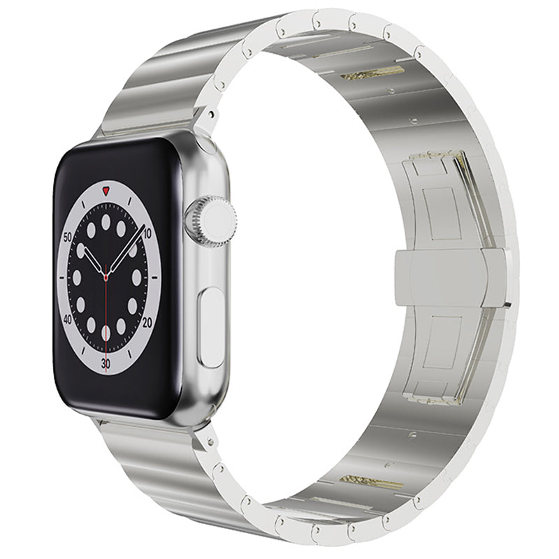 Smart Watch Band Metal Watch Strap Replacement for Apple Watch Ultra 49mm / Series 8 45mm / 7 45mm / Watch Series 6 / 5 / 4 / SE 44mm / SE (2022) 44mm / Watch Series 1 / 2 / 3 42mm - Silver