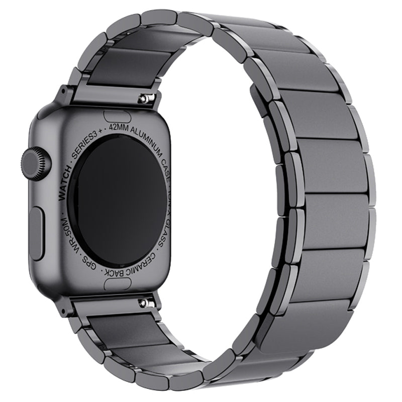 Magnetic Absorption Watch Band Adjustable Metal Wrist Strap Replacement for Apple Watch Ultra 49mm / Series 8 45mm / 7 45mm / 6 / 5 / 4 / SE 44mm / SE (2022) 44mm / 3 / 2 / 1 42mm - Black