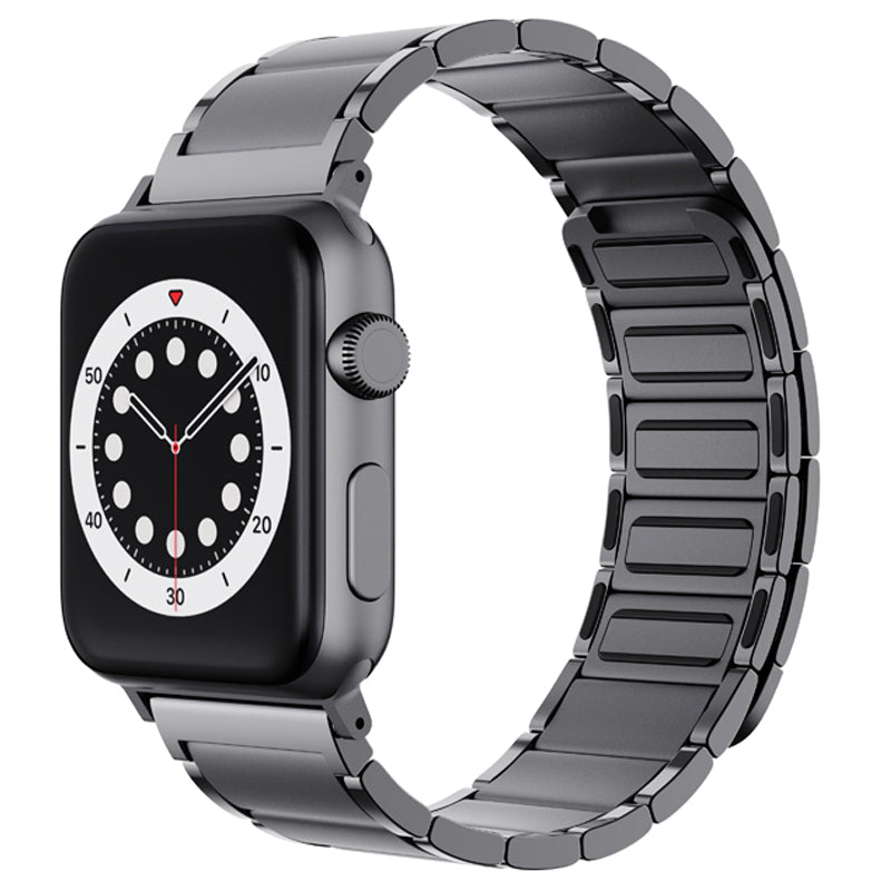 Magnetic Absorption Watch Band Adjustable Metal Wrist Strap Replacement for Apple Watch Ultra 49mm / Series 8 45mm / 7 45mm / 6 / 5 / 4 / SE 44mm / SE (2022) 44mm / 3 / 2 / 1 42mm - Black