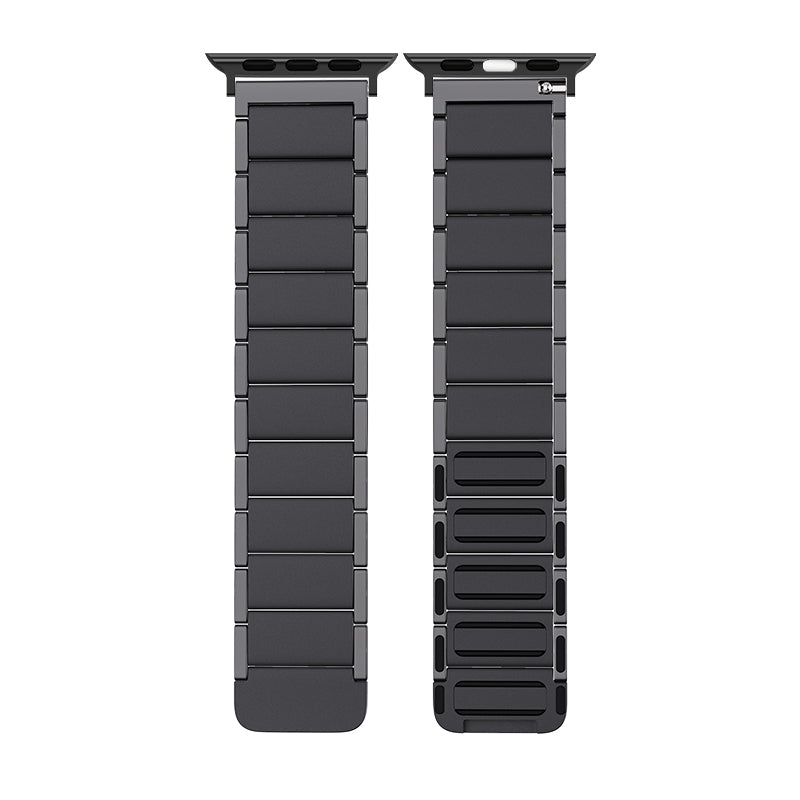 Magnetic Absorption Watch Band Adjustable Metal Wrist Strap Replacement for Apple Watch Ultra 49mm / Series 8 45mm / 7 45mm / 6 / 5 / 4 / SE 44mm / SE (2022) 44mm / 3 / 2 / 1 42mm - Black