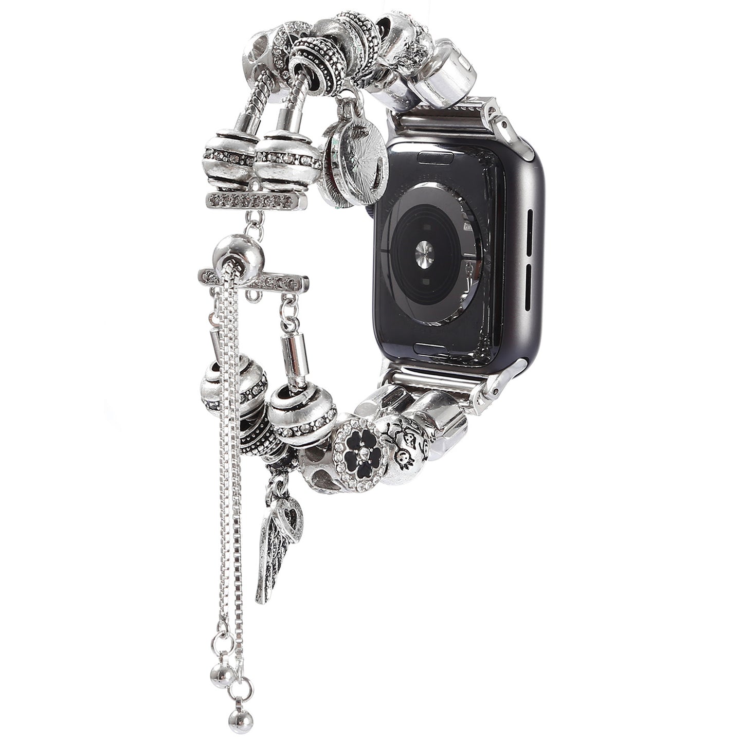 Retro Style Metal / Wooden Beads Smart Watch Band Replacement Watch Strap Bracelet for Apple Watch Series 8 41mm / Series 7 41mm / 6 / 5 / 4 / SE / SE(2022) 40mm / 3 / 2 / 1 38mm - Silver