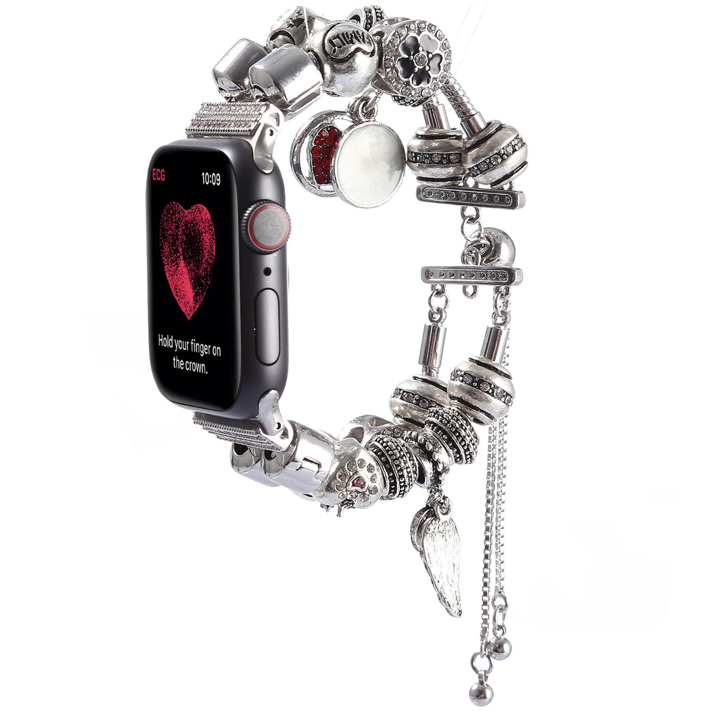 Retro Style Metal / Wooden Beads Smart Watch Band Replacement Watch Strap Bracelet for Apple Watch Series 8 41mm / Series 7 41mm / 6 / 5 / 4 / SE / SE(2022) 40mm / 3 / 2 / 1 38mm - Silver