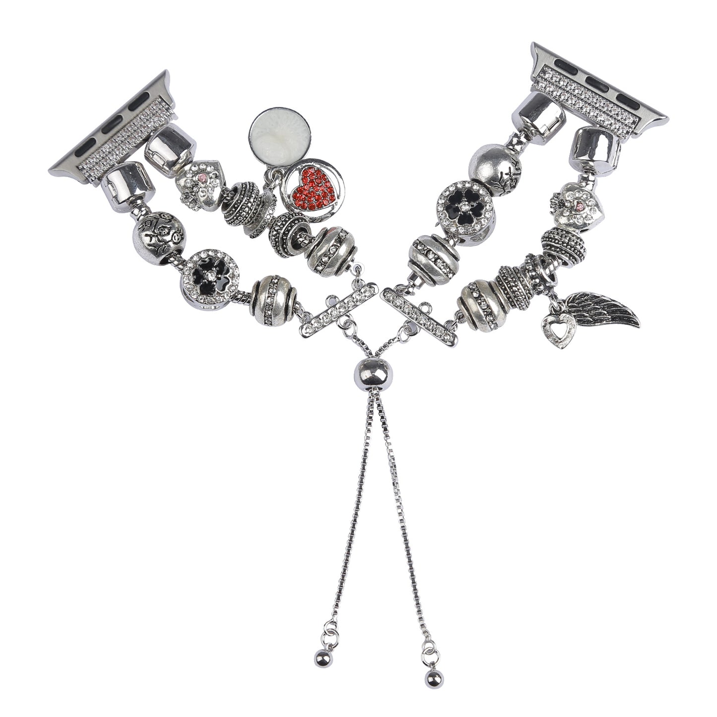 Retro Style Metal / Wooden Beads Smart Watch Band Replacement Watch Strap Bracelet for Apple Watch Series 8 41mm / Series 7 41mm / 6 / 5 / 4 / SE / SE(2022) 40mm / 3 / 2 / 1 38mm - Silver