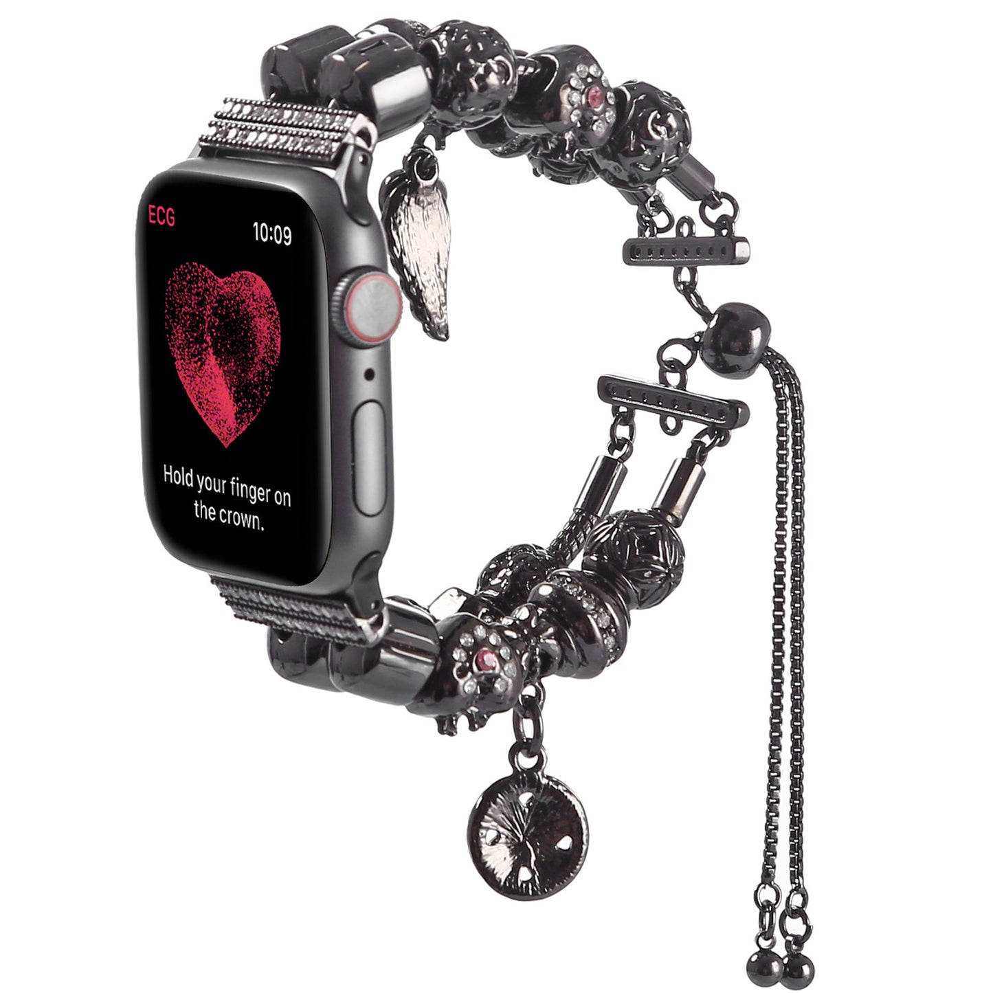 Retro Style Metal / Wooden Beads Smart Watch Band Replacement Watch Strap Bracelet for Apple Watch Series 8 41mm / Series 7 41mm / 6 / 5 / 4 / SE / SE(2022) 40mm / 3 / 2 / 1 38mm - Black