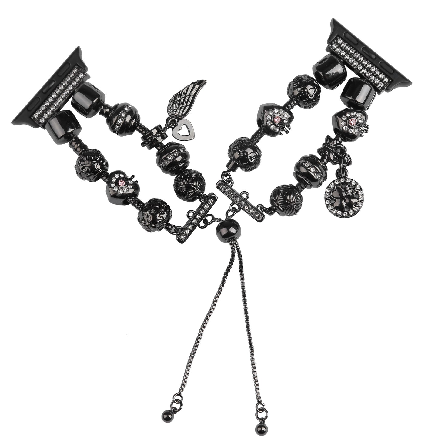 Retro Style Metal / Wooden Beads Smart Watch Band Replacement Watch Strap Bracelet for Apple Watch Series 8 41mm / Series 7 41mm / 6 / 5 / 4 / SE / SE(2022) 40mm / 3 / 2 / 1 38mm - Black