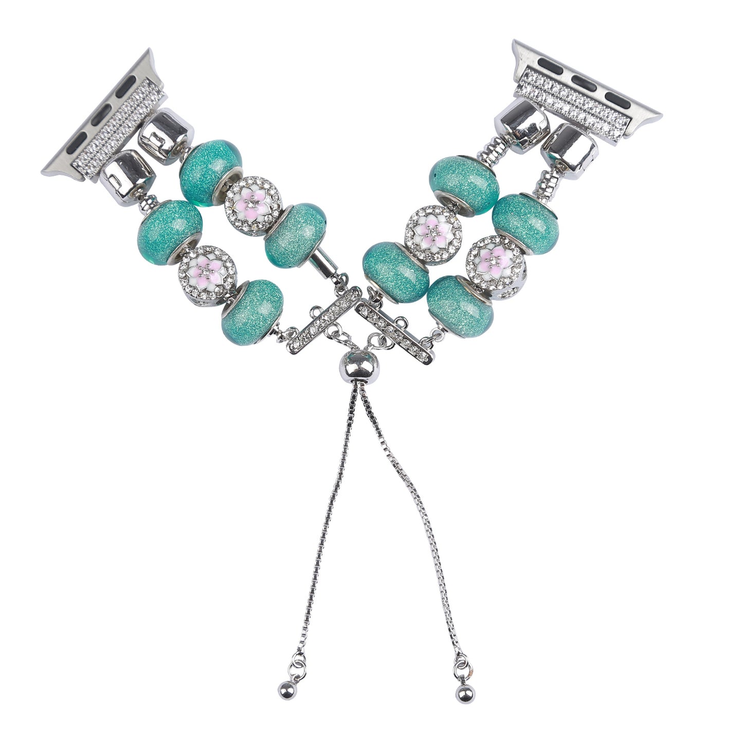 Retro Style Metal / Wooden Beads Smart Watch Band Replacement Watch Strap Bracelet for Apple Watch Series 8 41mm / Series 7 41mm / 6 / 5 / 4 / SE / SE(2022) 40mm / 3 / 2 / 1 38mm - Blue