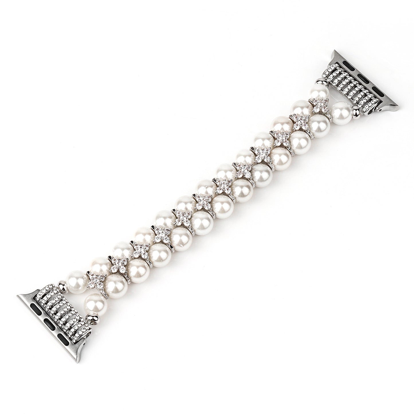 Faux Pearl Rhinestone Decor Wrist Strap Smart Watch Band Bracelet for Apple Watch Series 8 41mm / Series 7 41mm / Series 6 / 5 / 4 / SE / SE(2022) 40mm Series 3 / 2 / 1 38mm - White