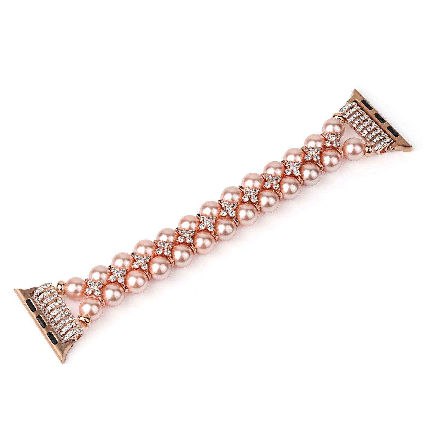 Faux Pearl Rhinestone Decor Wrist Strap Smart Watch Band Bracelet for Apple Watch Series 8 41mm / Series 7 41mm / Series 6 / 5 / 4 / SE / SE(2022) 40mm Series 3 / 2 / 1 38mm - Rose Gold