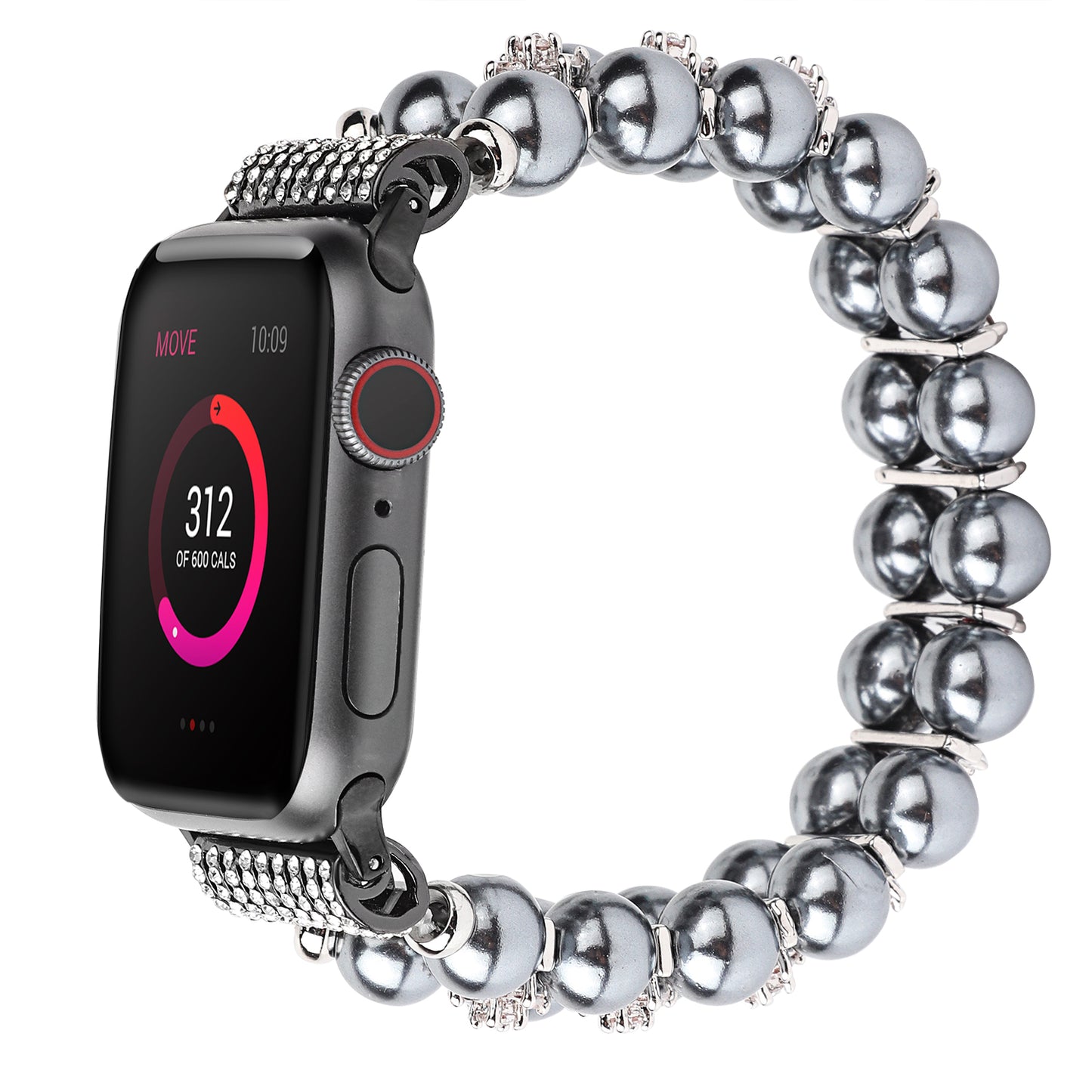 Faux Pearl Rhinestone Decor Wrist Strap Smart Watch Band Bracelet for Apple Watch Series 8 41mm / Series 7 41mm / Series 6 / 5 / 4 / SE / SE(2022) 40mm Series 3 / 2 / 1 38mm - Black