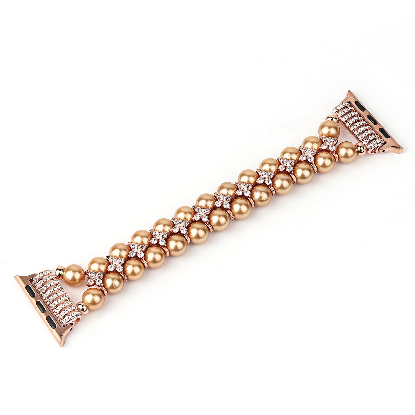 Faux Pearl Rhinestone Decor Wrist Strap Smart Watch Band Bracelet for Apple Watch Series 8 41mm / Series 7 41mm / Series 6 / 5 / 4 / SE / SE(2022) 40mm Series 3 / 2 / 1 38mm - Gold