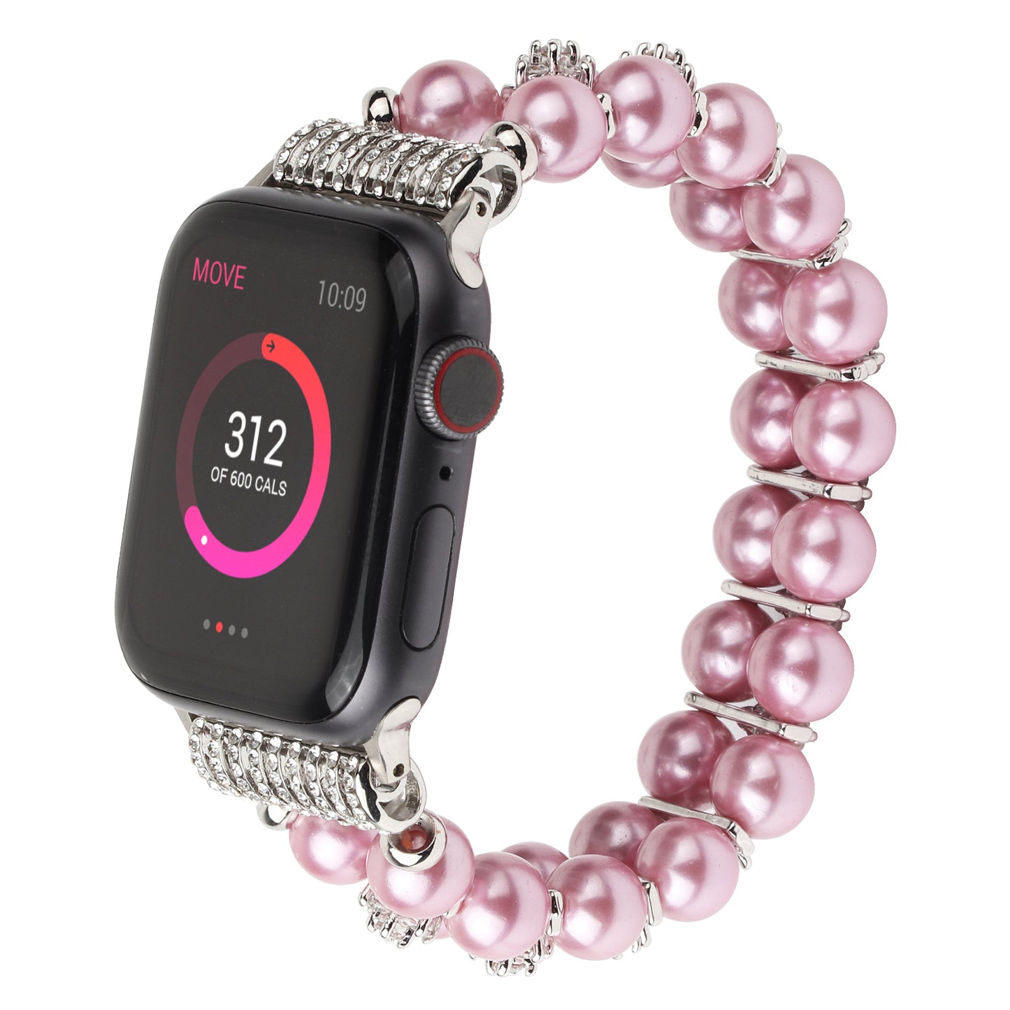 Faux Pearl Rhinestone Decor Wrist Strap Smart Watch Band Bracelet for Apple Watch Series 8 41mm / Series 7 41mm / Series 6 / 5 / 4 / SE / SE(2022) 40mm Series 3 / 2 / 1 38mm - Pink