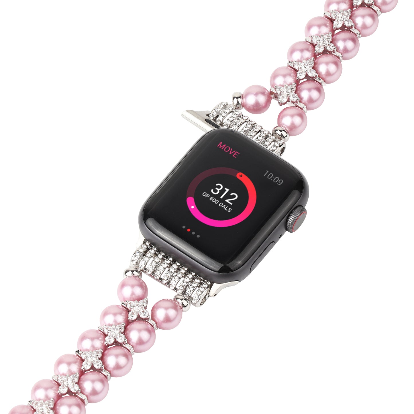 Faux Pearl Rhinestone Decor Wrist Strap Smart Watch Band Bracelet for Apple Watch Series 8 41mm / Series 7 41mm / Series 6 / 5 / 4 / SE / SE(2022) 40mm Series 3 / 2 / 1 38mm - Pink
