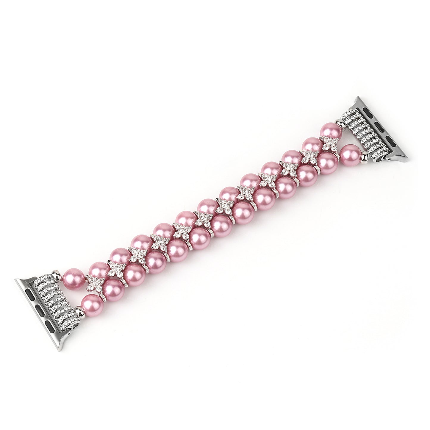 Faux Pearl Rhinestone Decor Wrist Strap Smart Watch Band Bracelet for Apple Watch Series 8 41mm / Series 7 41mm / Series 6 / 5 / 4 / SE / SE(2022) 40mm Series 3 / 2 / 1 38mm - Pink