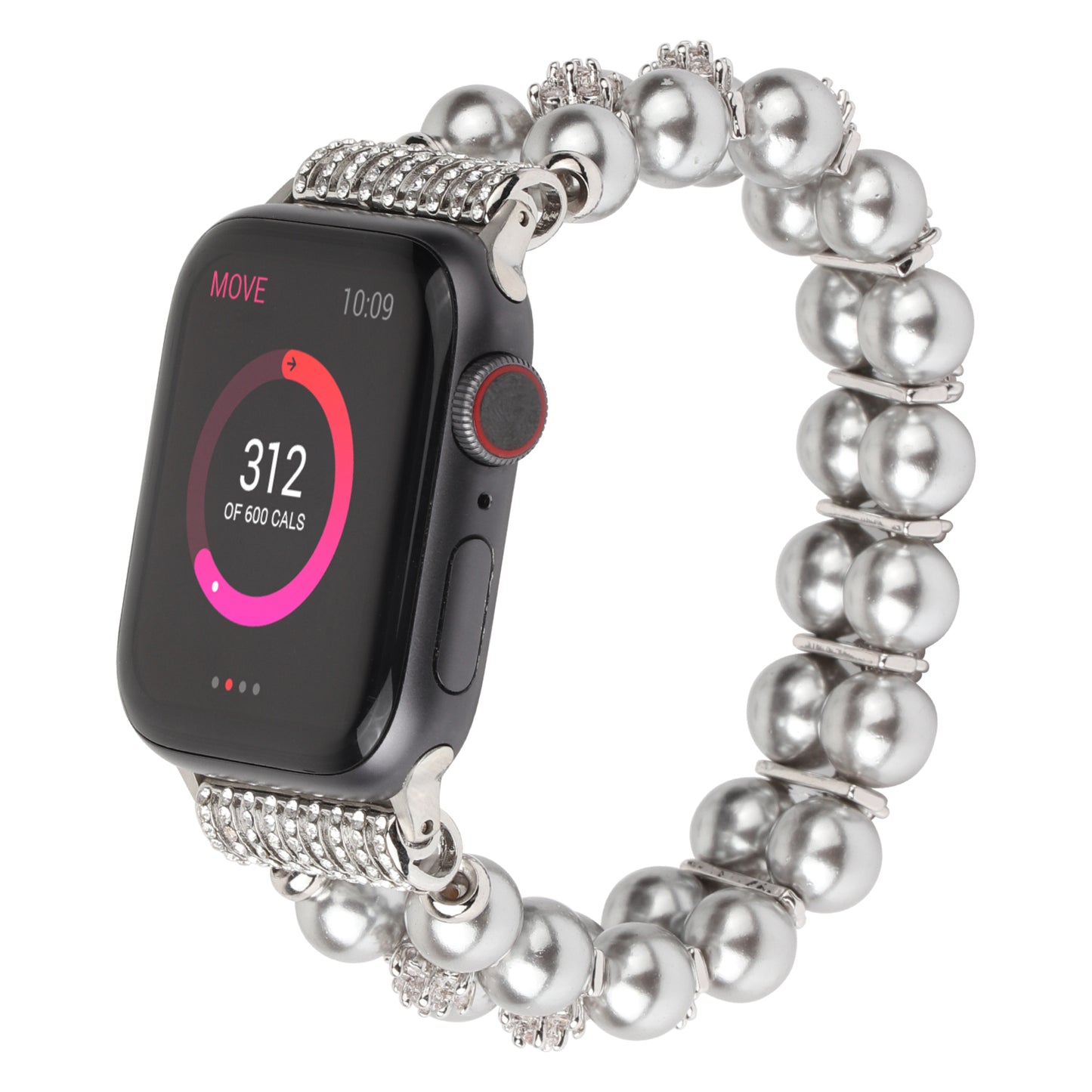 Faux Pearl Rhinestone Decor Wrist Strap Smart Watch Band Bracelet for Apple Watch Series 8 41mm / Series 7 41mm / Series 6 / 5 / 4 / SE / SE(2022) 40mm Series 3 / 2 / 1 38mm - Silver