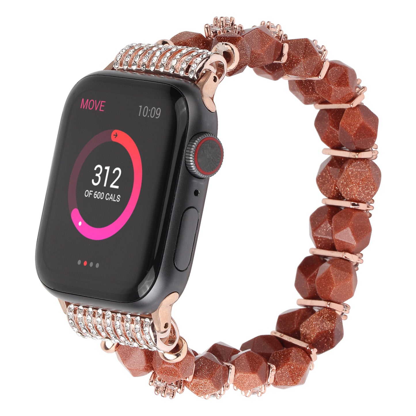 Faux Pearl Rhinestone Decor Wrist Strap Smart Watch Band Bracelet for Apple Watch Series 8 41mm / Series 7 41mm / Series 6 / 5 / 4 / SE / SE(2022) 40mm Series 3 / 2 / 1 38mm - Brown