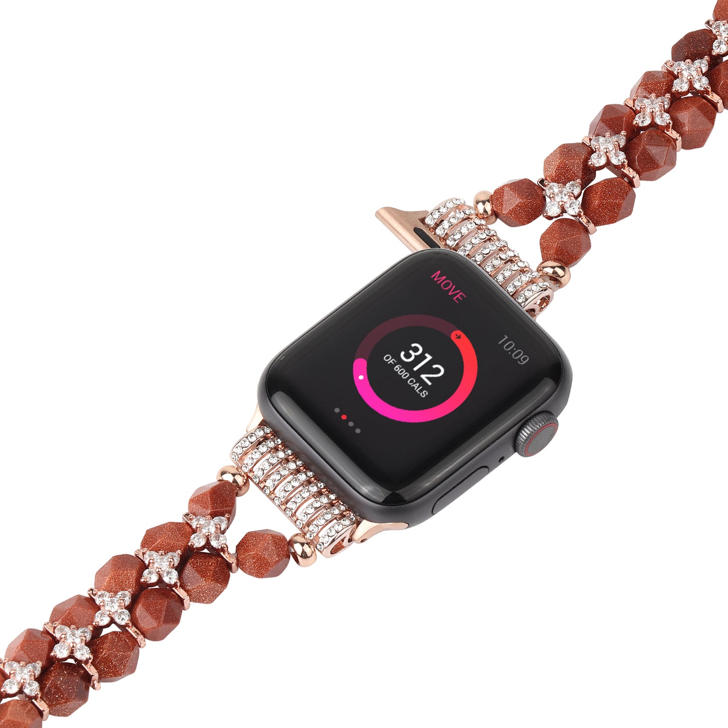 Faux Pearl Rhinestone Decor Wrist Strap Smart Watch Band Bracelet for Apple Watch Series 8 41mm / Series 7 41mm / Series 6 / 5 / 4 / SE / SE(2022) 40mm Series 3 / 2 / 1 38mm - Brown