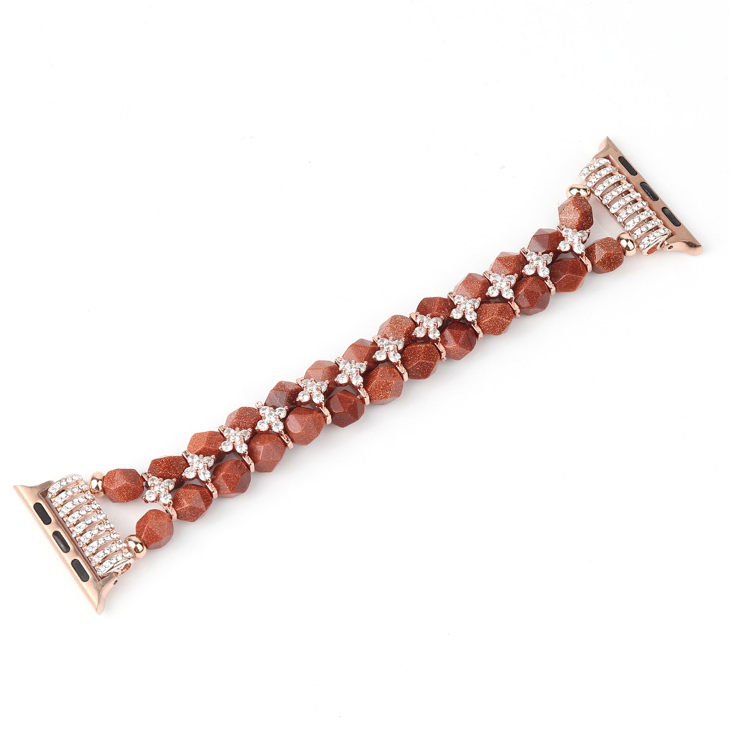 Faux Pearl Rhinestone Decor Wrist Strap Smart Watch Band Bracelet for Apple Watch Series 8 41mm / Series 7 41mm / Series 6 / 5 / 4 / SE / SE(2022) 40mm Series 3 / 2 / 1 38mm - Brown