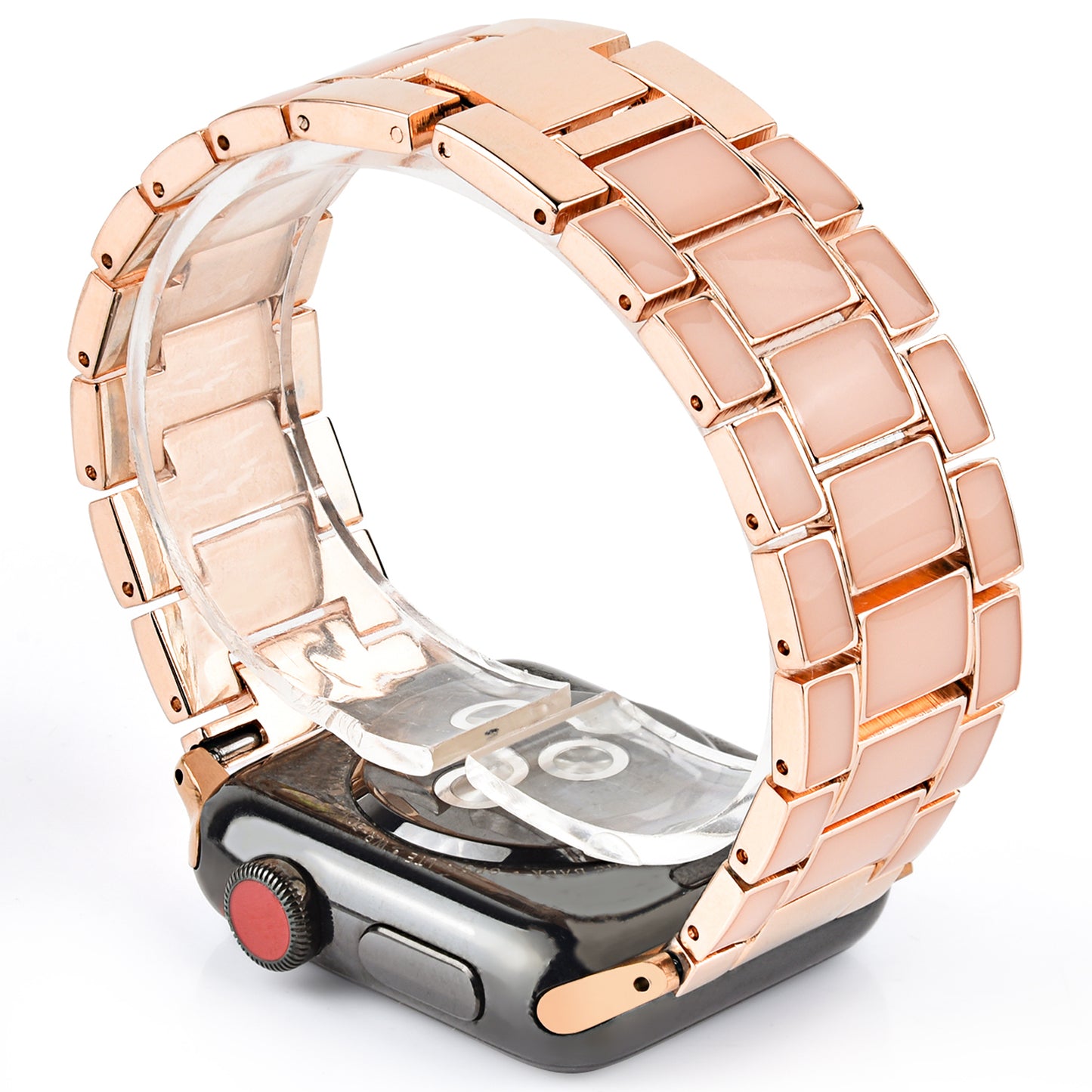 3 Beads Metal Epoxy Watch Strap Wristband Replacement for Apple Watch Ultra 49mm / Series 8 45mm / 7 45mm / Series 6 / 5 / 4 / SE 44mm / SE (2022) 44mm / Series 3 / 2 / 1 42mm - Gold