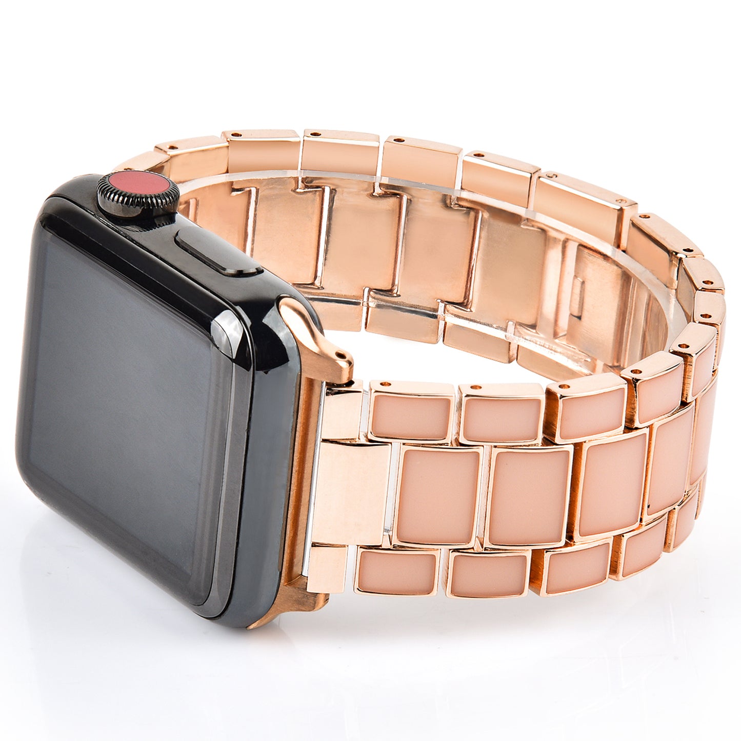 3 Beads Metal Epoxy Watch Strap Wristband Replacement for Apple Watch Ultra 49mm / Series 8 45mm / 7 45mm / Series 6 / 5 / 4 / SE 44mm / SE (2022) 44mm / Series 3 / 2 / 1 42mm - Gold