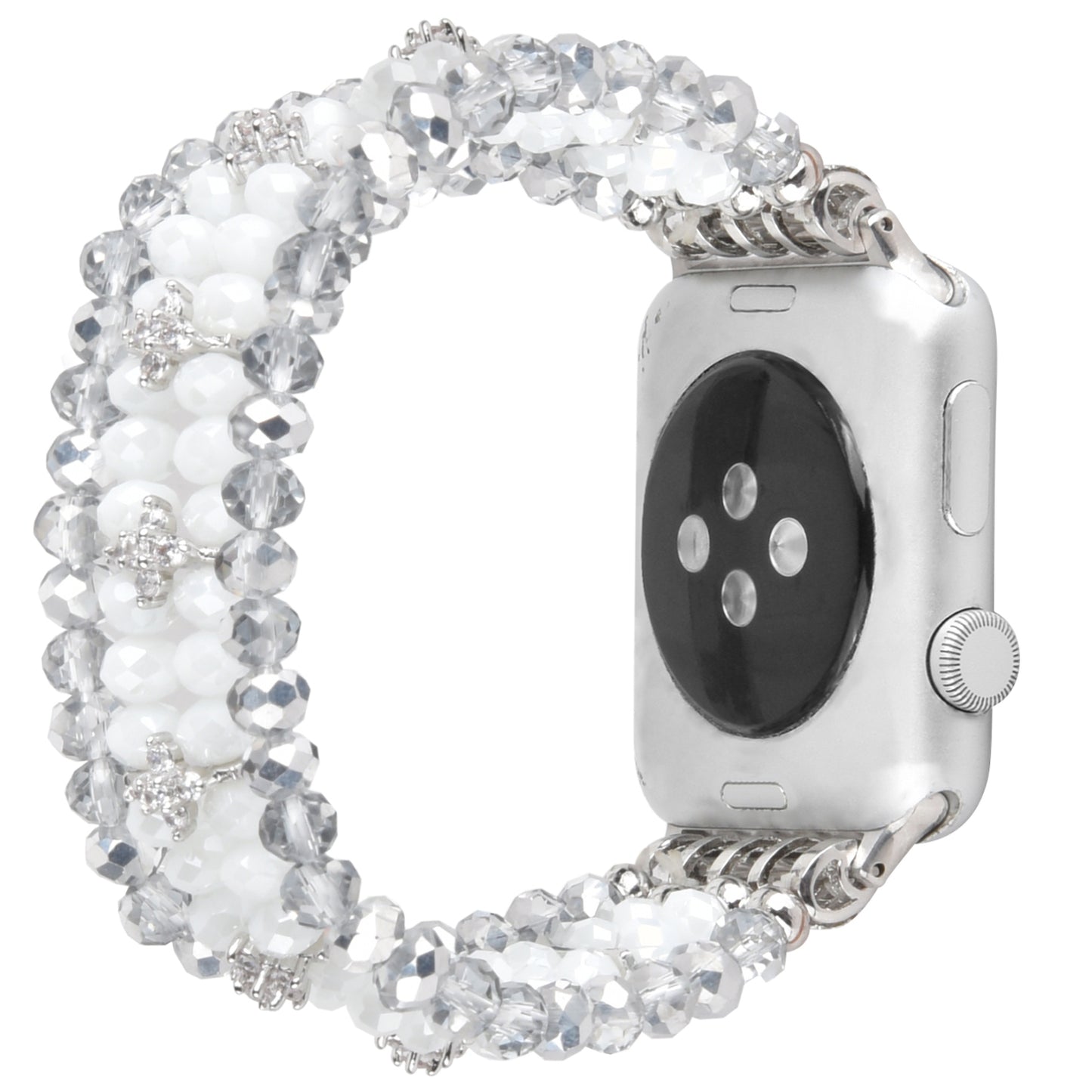 Exquisite Crystal Pearls Bracelet Watch Band for Apple Watch Ultra 49mm / Series 8 45mm / 7 45mm / SE 44mm / SE (2022) 44mm / Series 6 / 5 / 4 44mm / Series 3 / 2 / 1 42mm - Crystal White