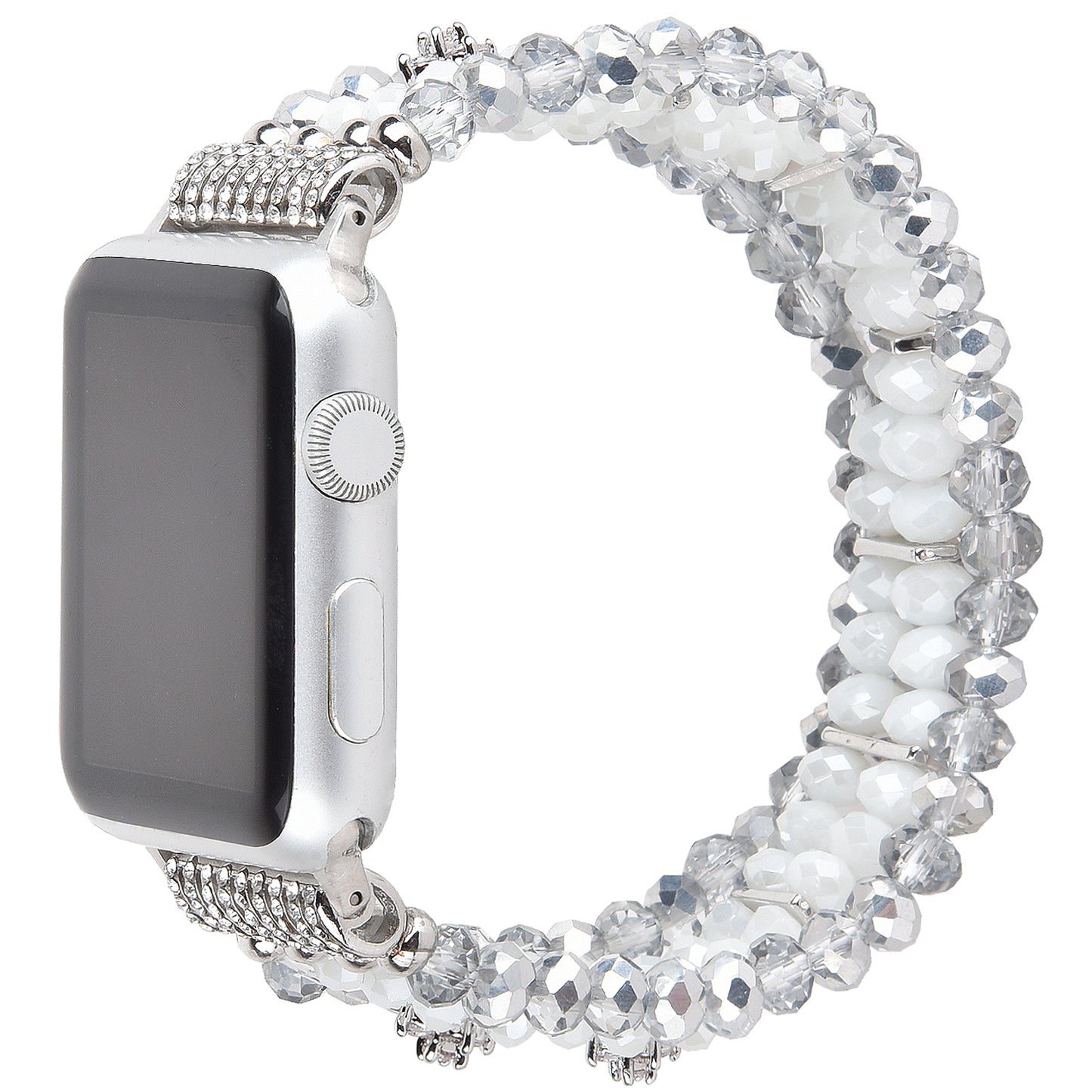 Exquisite Crystal Pearls Bracelet Watch Band for Apple Watch Ultra 49mm / Series 8 45mm / 7 45mm / SE 44mm / SE (2022) 44mm / Series 6 / 5 / 4 44mm / Series 3 / 2 / 1 42mm - Crystal White