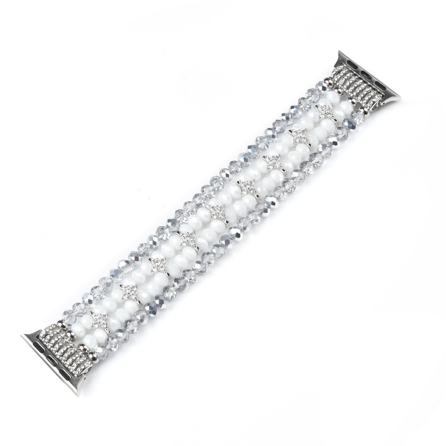 Exquisite Crystal Pearls Bracelet Watch Band for Apple Watch Ultra 49mm / Series 8 45mm / 7 45mm / SE 44mm / SE (2022) 44mm / Series 6 / 5 / 4 44mm / Series 3 / 2 / 1 42mm - Crystal White