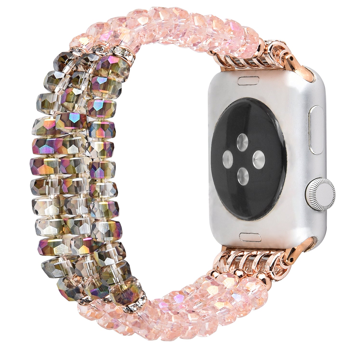 Exquisite Crystal Pearls Bracelet Watch Band for Apple Watch Ultra 49mm / Series 8 45mm / 7 45mm / SE 44mm / SE (2022) 44mm / Series 6 / 5 / 4 44mm / Series 3 / 2 / 1 42mm - Crystal Pink