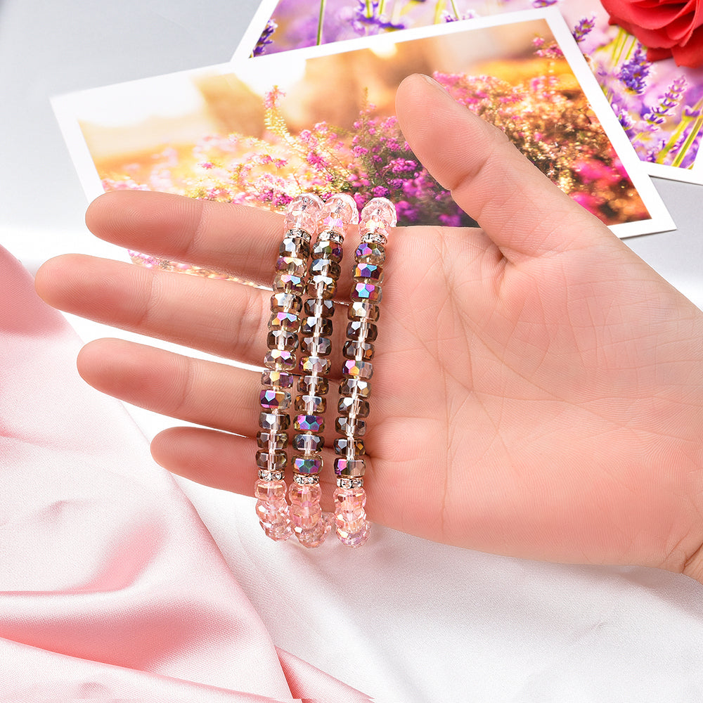 Exquisite Crystal Pearls Bracelet Watch Band for Apple Watch Ultra 49mm / Series 8 45mm / 7 45mm / SE 44mm / SE (2022) 44mm / Series 6 / 5 / 4 44mm / Series 3 / 2 / 1 42mm - Crystal Pink