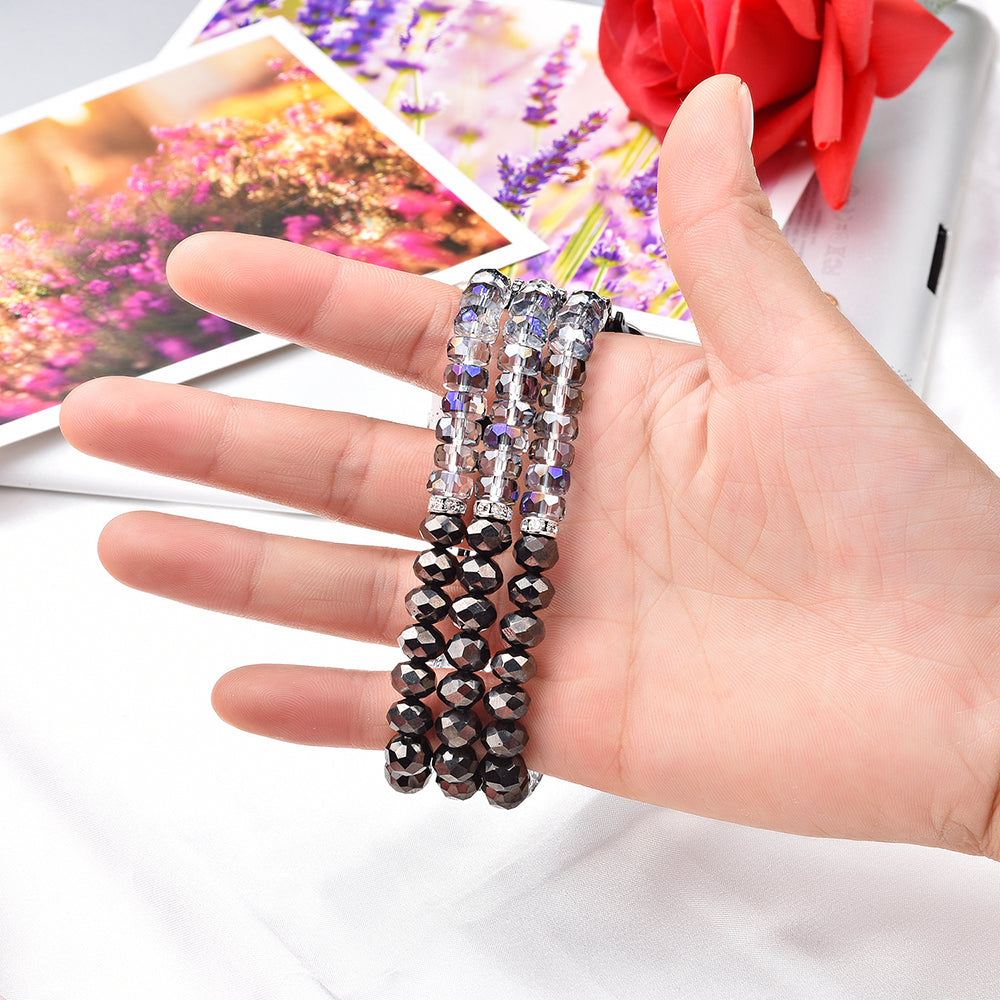 Exquisite Crystal Pearls Bracelet Watch Band for Apple Watch Ultra 49mm / Series 8 45mm / 7 45mm / SE 44mm / SE (2022) 44mm / Series 6 / 5 / 4 44mm / Series 3 / 2 / 1 42mm - Crystal Grey