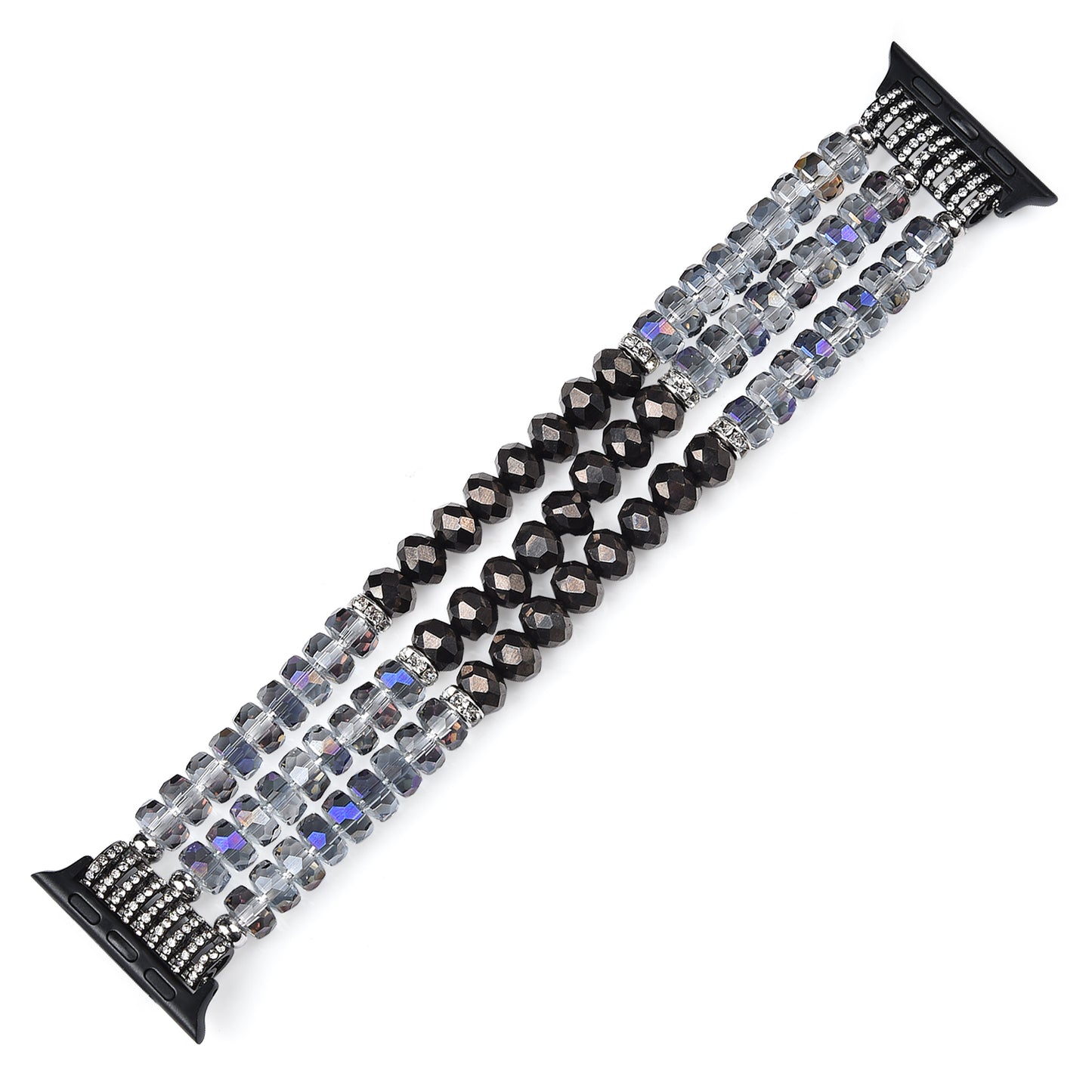 Exquisite Crystal Pearls Bracelet Watch Band for Apple Watch Ultra 49mm / Series 8 45mm / 7 45mm / SE 44mm / SE (2022) 44mm / Series 6 / 5 / 4 44mm / Series 3 / 2 / 1 42mm - Crystal Grey