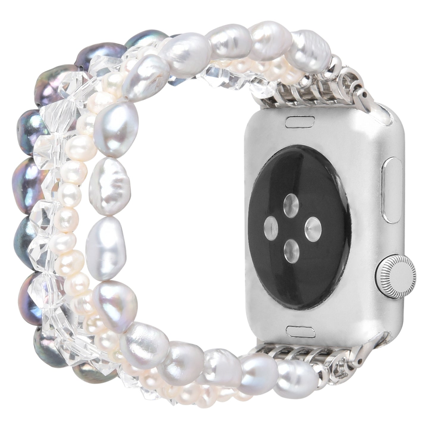 Exquisite Crystal Pearls Bracelet Watch Band for Apple Watch Ultra 49mm / Series 8 45mm / 7 45mm / SE 44mm / SE (2022) 44mm / Series 6 / 5 / 4 44mm / Series 3 / 2 / 1 42mm - Pearl / White Crystal