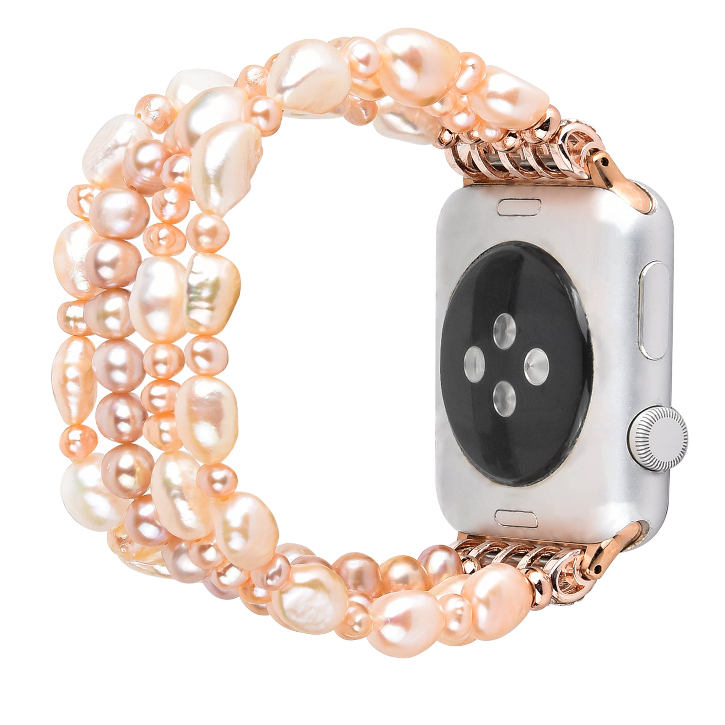 Exquisite Crystal Pearls Bracelet Watch Band for Apple Watch Ultra 49mm / Series 8 45mm / 7 45mm / SE 44mm / SE (2022) 44mm / Series 6 / 5 / 4 44mm / Series 3 / 2 / 1 42mm - Pearl Pink