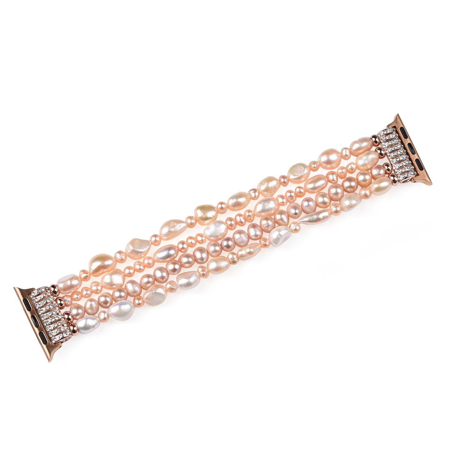 Exquisite Crystal Pearls Bracelet Watch Band for Apple Watch Ultra 49mm / Series 8 45mm / 7 45mm / SE 44mm / SE (2022) 44mm / Series 6 / 5 / 4 44mm / Series 3 / 2 / 1 42mm - Pearl Pink