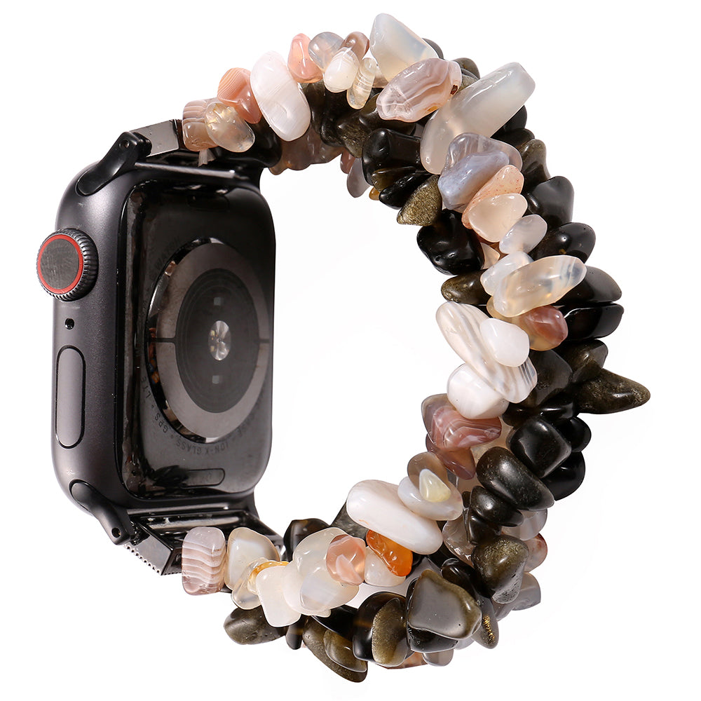 Natural Stones Watch Strap Replacement Wrist Band Bracelet for Apple Watch Series 8 41mm / Series 7 41mm / SE / SE(2022) / Series 6 / 5 / 4 40mm / Series 3 / 2 / 1 38mm - Black / White