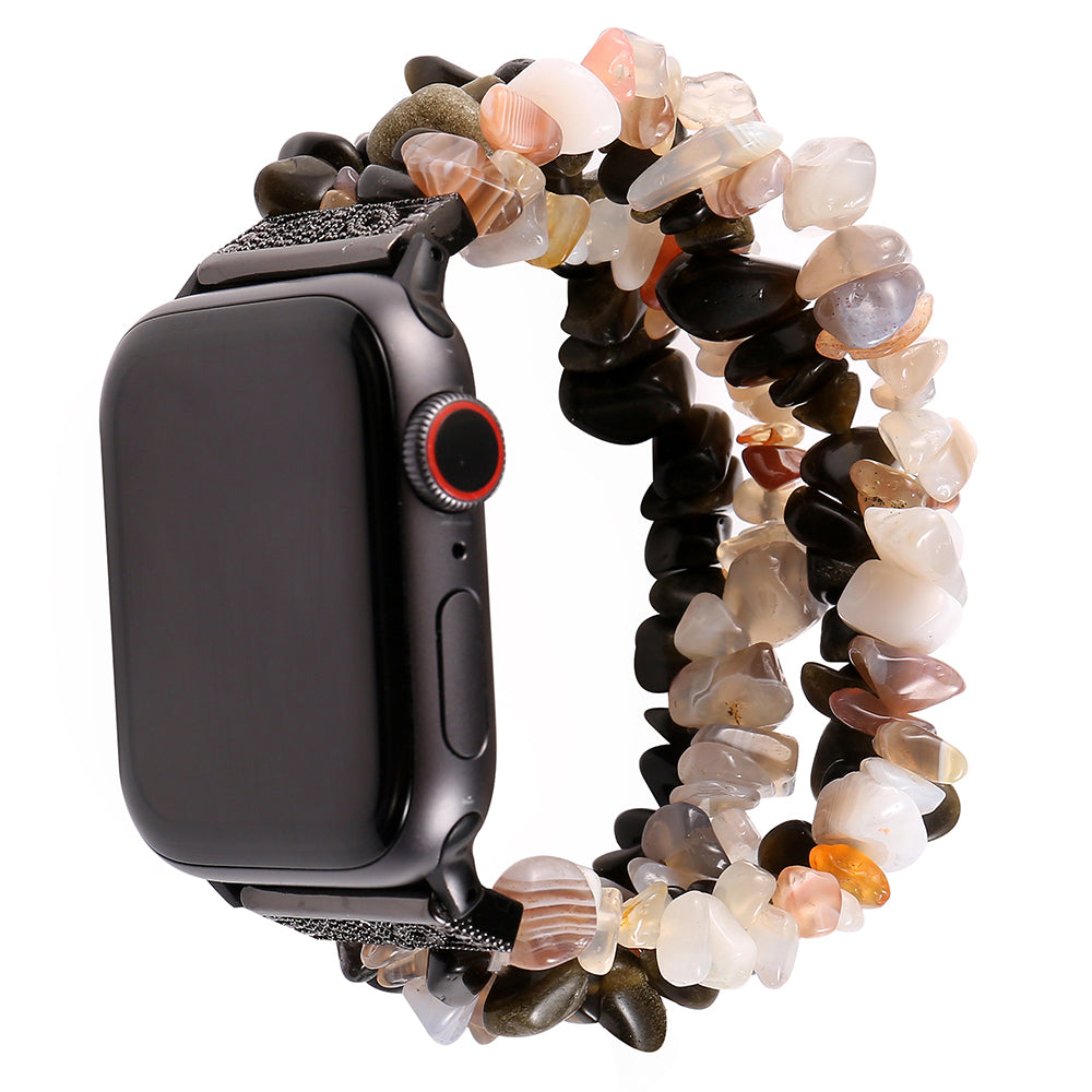 Natural Stones Watch Strap Replacement Wrist Band Bracelet for Apple Watch Series 8 41mm / Series 7 41mm / SE / SE(2022) / Series 6 / 5 / 4 40mm / Series 3 / 2 / 1 38mm - Black / White