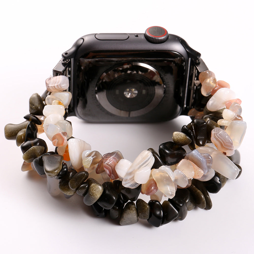 Natural Stones Watch Strap Replacement Wrist Band Bracelet for Apple Watch Series 8 41mm / Series 7 41mm / SE / SE(2022) / Series 6 / 5 / 4 40mm / Series 3 / 2 / 1 38mm - Black / White