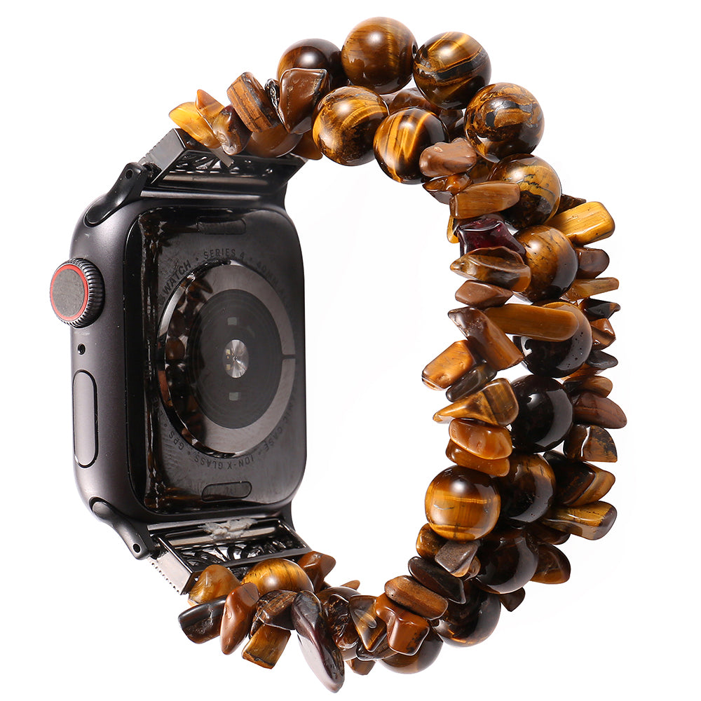 Natural Stones Watch Strap Replacement Wrist Band Bracelet for Apple Watch Series 8 41mm / Series 7 41mm / SE / SE(2022) / Series 6 / 5 / 4 40mm / Series 3 / 2 / 1 38mm - Brown