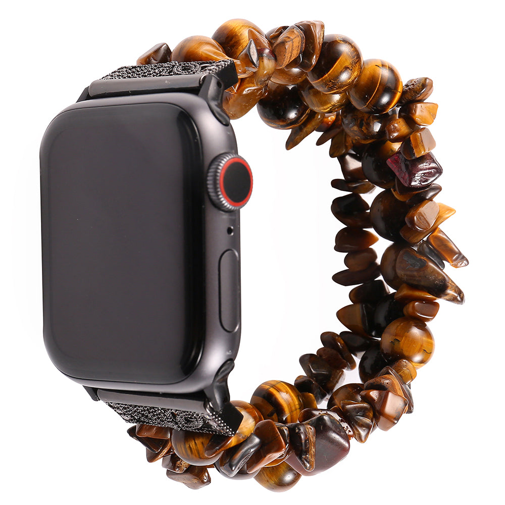 Natural Stones Watch Strap Replacement Wrist Band Bracelet for Apple Watch Series 8 41mm / Series 7 41mm / SE / SE(2022) / Series 6 / 5 / 4 40mm / Series 3 / 2 / 1 38mm - Brown