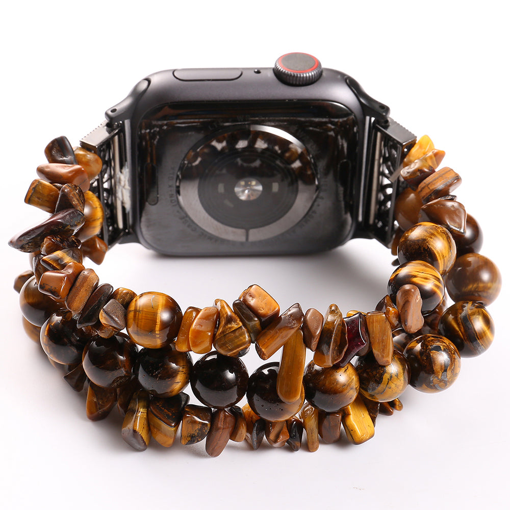 Natural Stones Watch Strap Replacement Wrist Band Bracelet for Apple Watch Series 8 41mm / Series 7 41mm / SE / SE(2022) / Series 6 / 5 / 4 40mm / Series 3 / 2 / 1 38mm - Brown