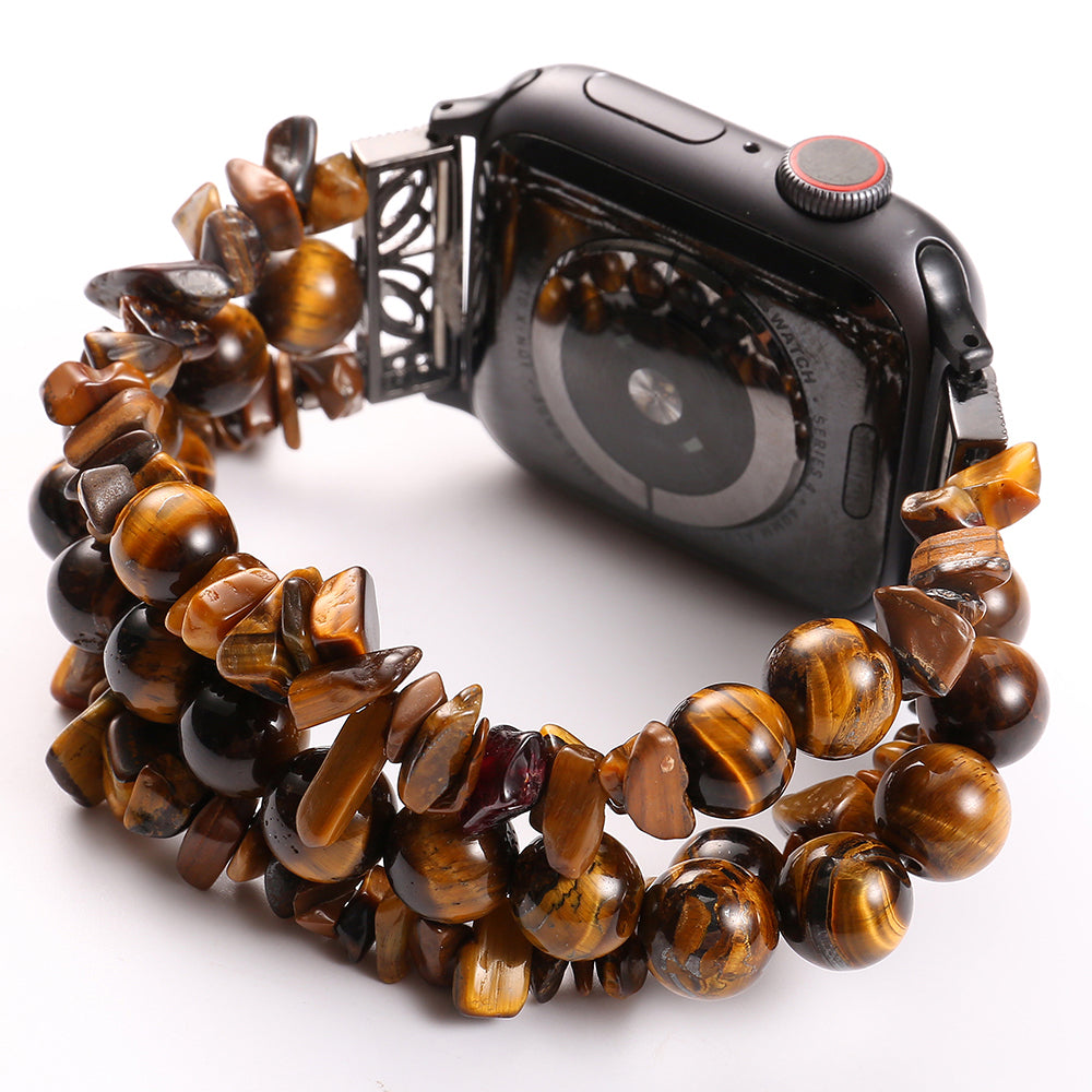 Natural Stones Watch Strap Replacement Wrist Band Bracelet for Apple Watch Series 8 41mm / Series 7 41mm / SE / SE(2022) / Series 6 / 5 / 4 40mm / Series 3 / 2 / 1 38mm - Brown