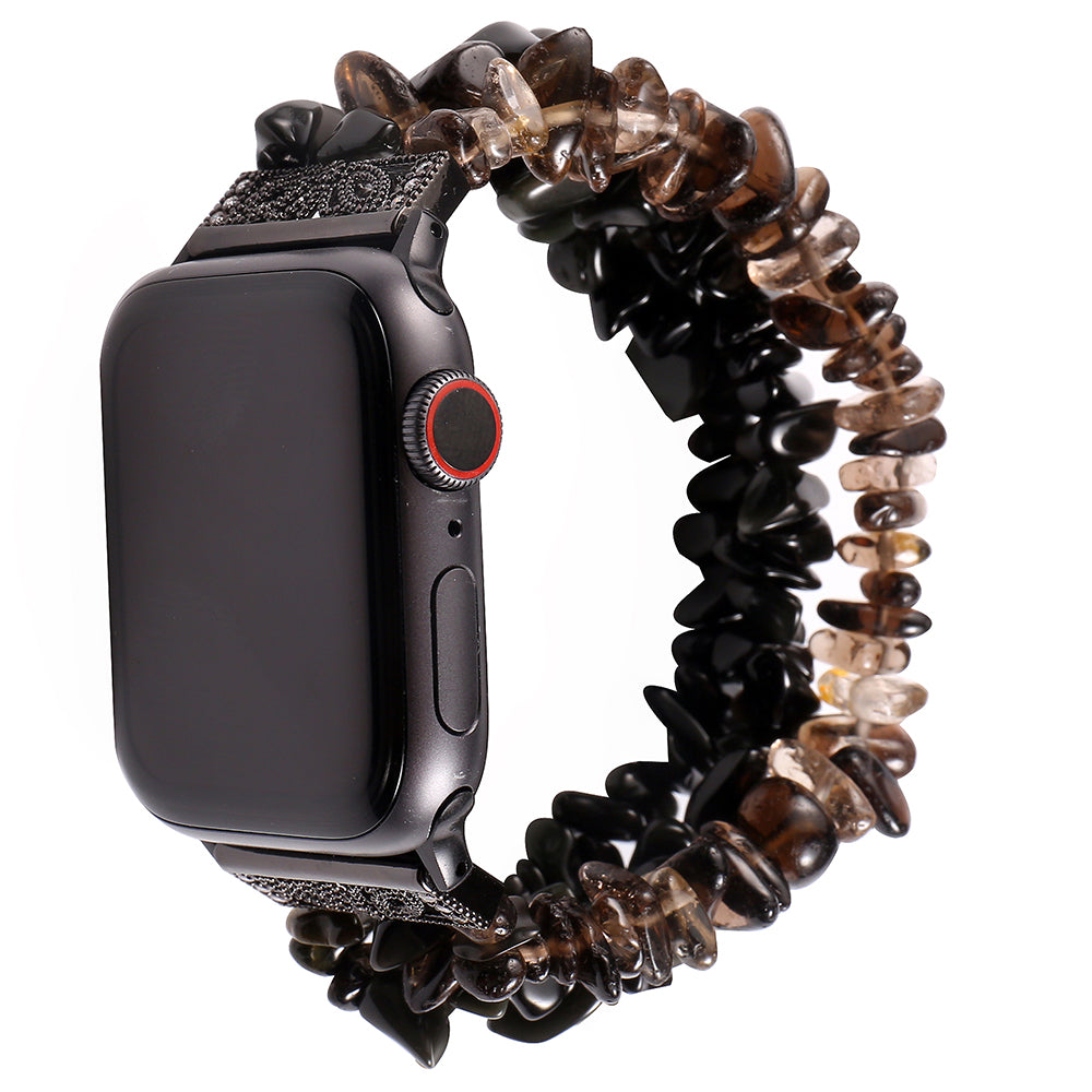 Natural Stones Watch Strap Replacement Wrist Band Bracelet for Apple Watch Series 8 41mm / Series 7 41mm / SE / SE(2022) / Series 6 / 5 / 4 40mm / Series 3 / 2 / 1 38mm - Black