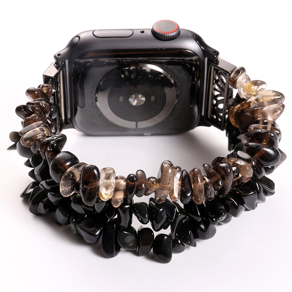 Natural Stones Watch Strap Replacement Wrist Band Bracelet for Apple Watch Series 8 41mm / Series 7 41mm / SE / SE(2022) / Series 6 / 5 / 4 40mm / Series 3 / 2 / 1 38mm - Black