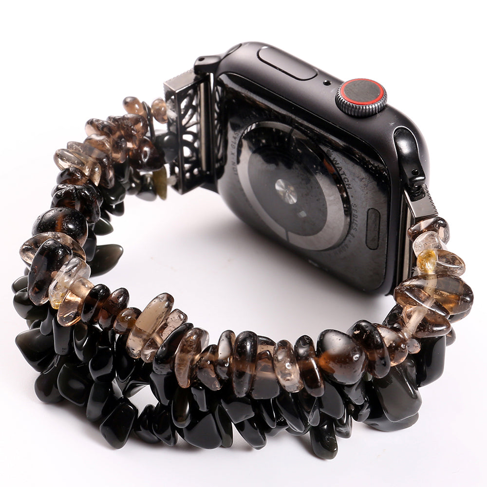 Natural Stones Watch Strap Replacement Wrist Band Bracelet for Apple Watch Series 8 41mm / Series 7 41mm / SE / SE(2022) / Series 6 / 5 / 4 40mm / Series 3 / 2 / 1 38mm - Black